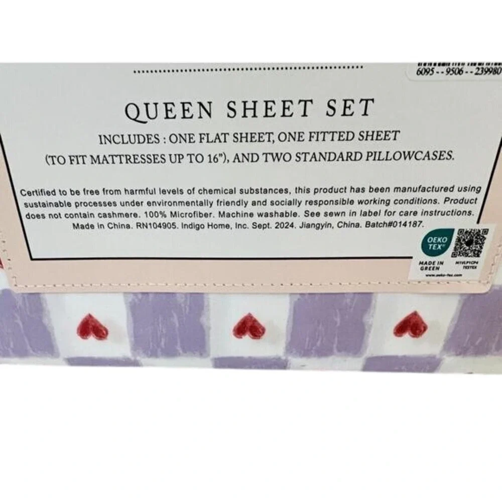 Cupcakes And Cashmere‎ Sheet Set Queen Purple Hearts NWT